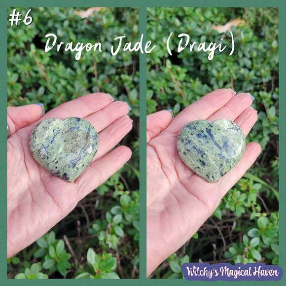 Dragon Jade Dragi Gemstone Crystal Heart - Picture 1 of 4